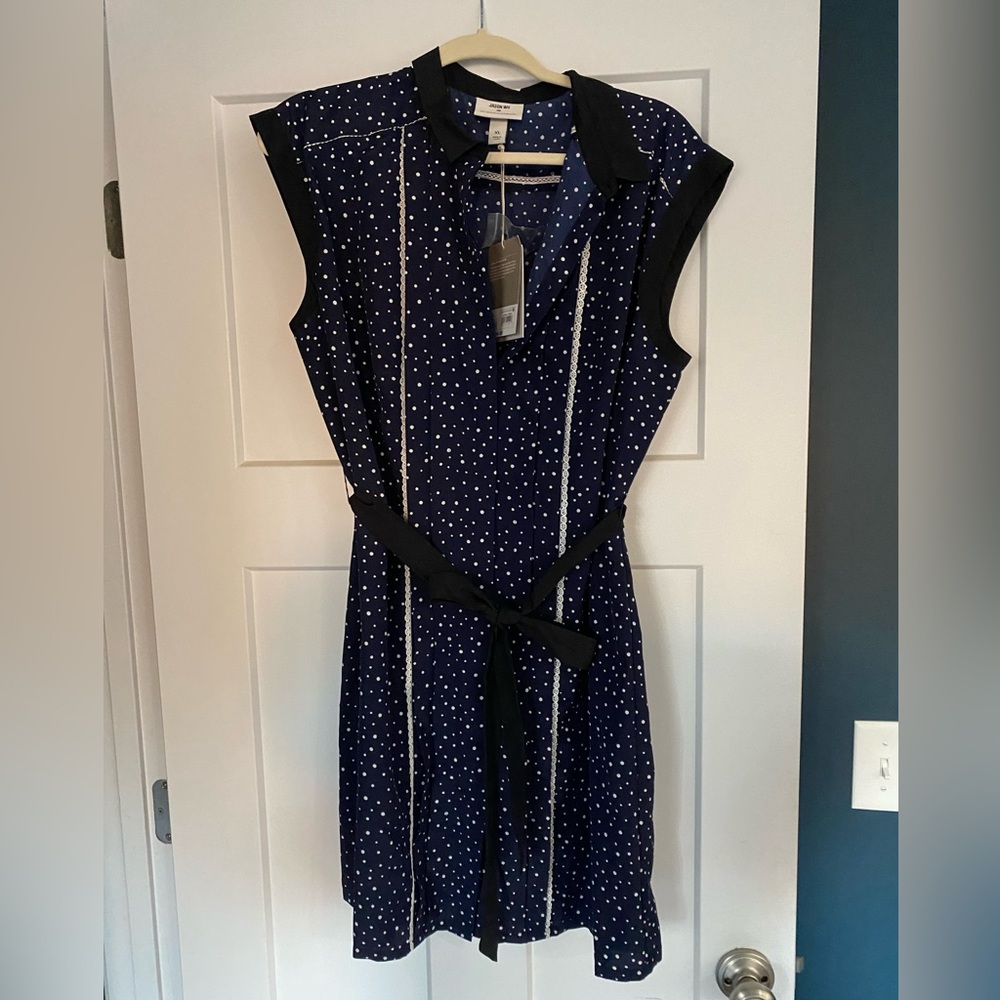 Jason Wu for Target belted navy and black polka dot dress